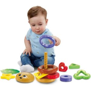 Vtech - Baby Build-a-Burger – Stacking & Sorting Toy with 6 Food Pieces, Shape Matching, Spinning & Color Play