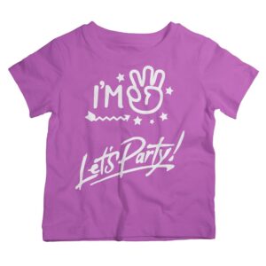 Twinkle Hands – Birthday TShirt I am Three Lets Party-Purple