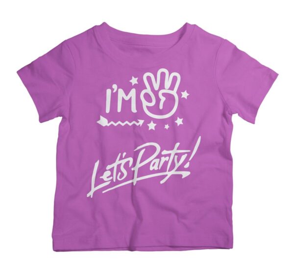 Twinkle Hands – Birthday TShirt I am Three Lets Party-Purple
