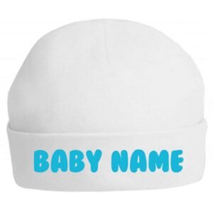 Twinkle Hands – Personalised Baby Cap Beanie – Blue font