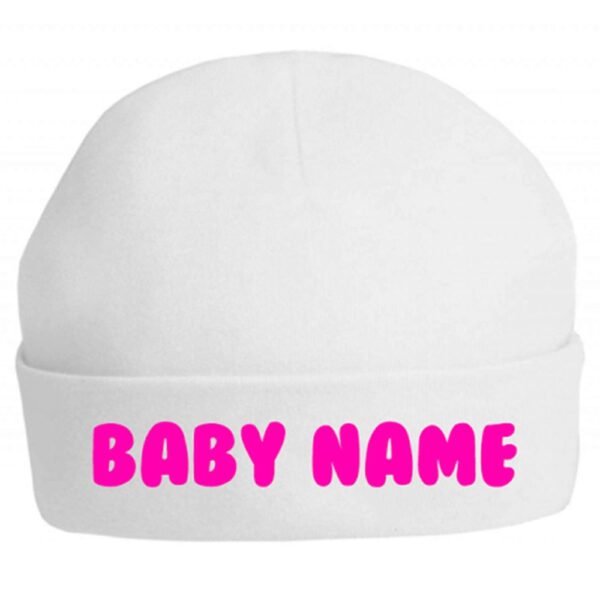 Twinkle Hands – Personalised Baby Cap Beanie – Pink font
