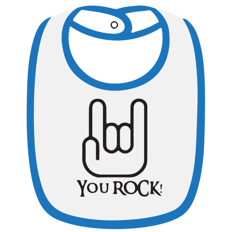 Twinkle Hands White/Blue You Rock Baby Bib
