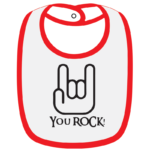 Twinkle Hands White/Red You Rock Baby Bib