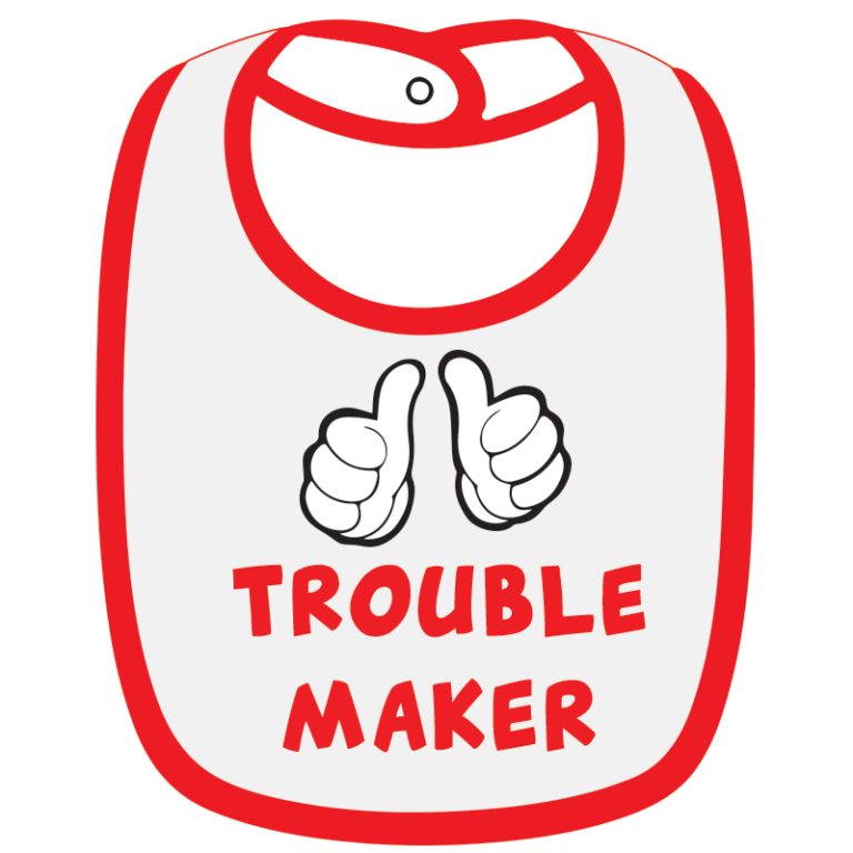 Twinkle Hands White/Red Trouble Maker Baby Bib