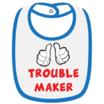 Twinkle Hands White/Blue Trouble Maker Baby Bib