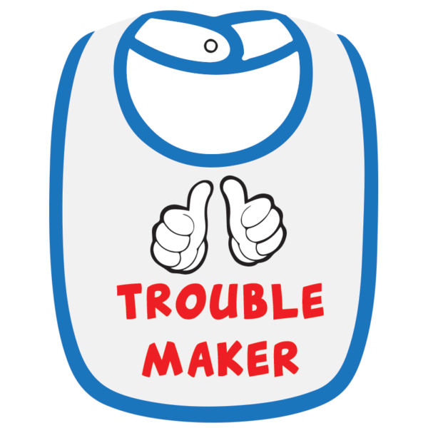 Twinkle Hands White/Blue Trouble Maker Baby Bib