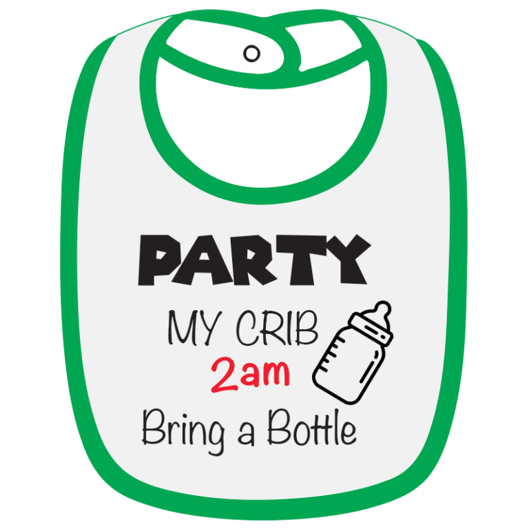 Twinkle Hands White/Green Party My Crib Baby Bib