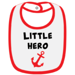Twinkle Hands White/Red Little Hero Baby Bib