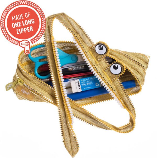 Zipit – Monster Pencil Case Holds Up to 30 Pen – Gold