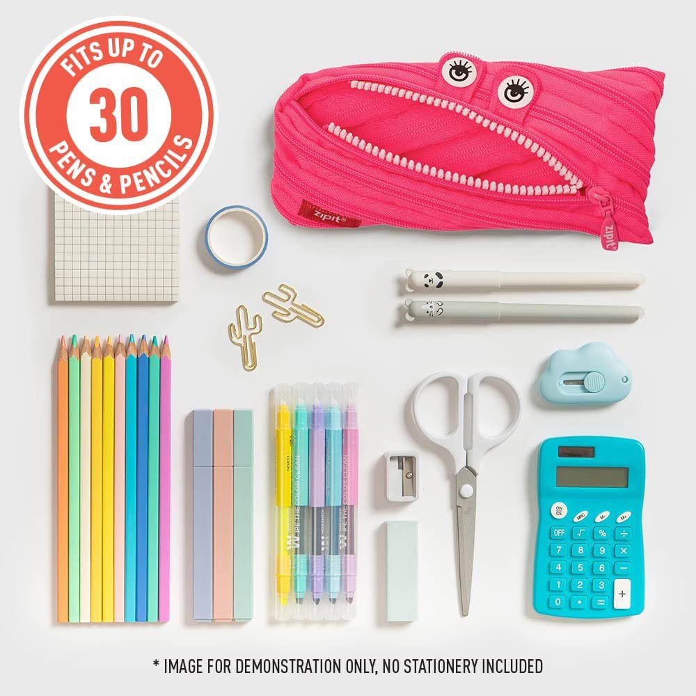 Zipit – Monster Pencil Case Holds Up to 30 Pens – Pink