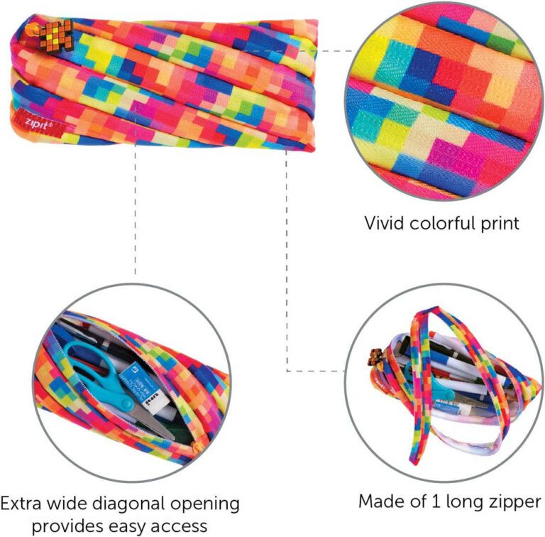 Zipit - Pixel Pencil Case Holds Up to 30 Pens