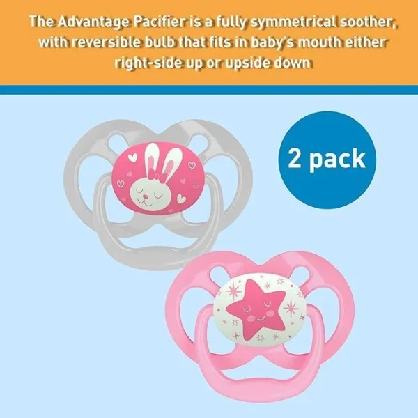 Dr. Browns – Advantage Pacifier Stage 2 Glow in the Dark – Pink (Pack of 2)