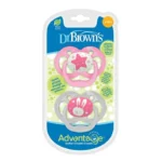 Dr. Browns – Advantage Pacifier Stage 2 Glow in the Dark – Pink (Pack of 2)