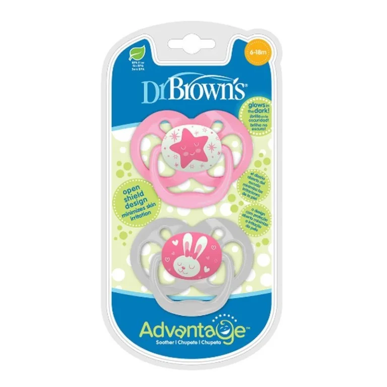 Dr. Browns - Advantage Pacifier Stage 2 Glow in the Dark - Pink (Pack of 2)