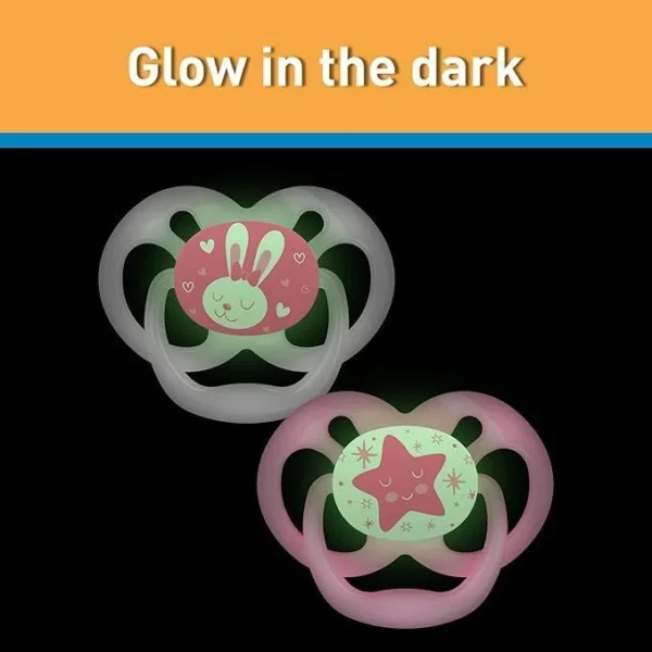Dr. Browns – Advantage Pacifier Stage 2 Glow in the Dark – Pink (Pack of 2)