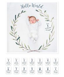 Lulujo - Baby's First Year Blanket & Cards Set Hello World