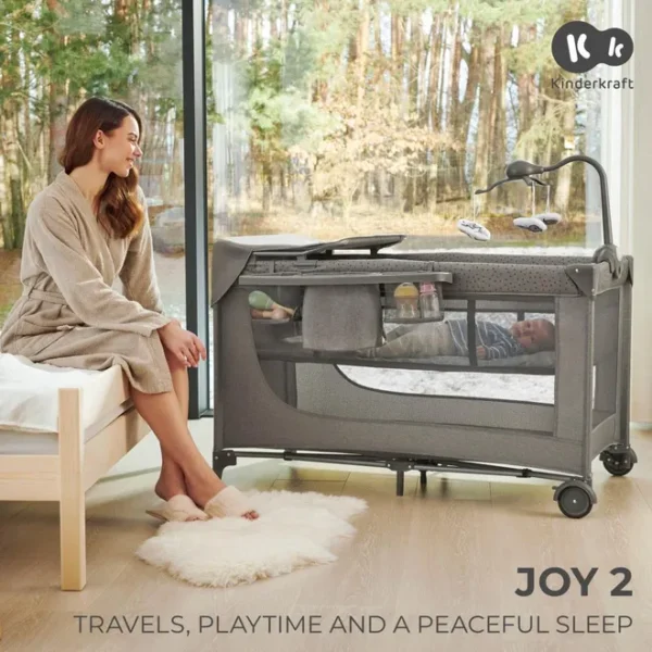 Kinderkraft – Joy 2 Travel Cot With Accessories – Dark Grey