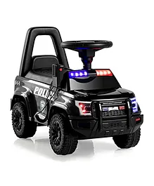 Kids Police Push Ride-On Car – Black - Foot-to-Floor Patrol Car with Steering & Storage for Toddlers