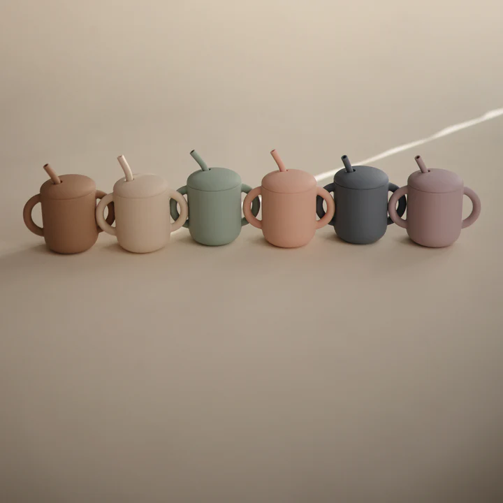 Mushie - Silicone Training Cup + Straw Soft Lilac