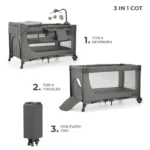 Kinderkraft – Joy 2 Travel Cot With Accessories – Dark Grey