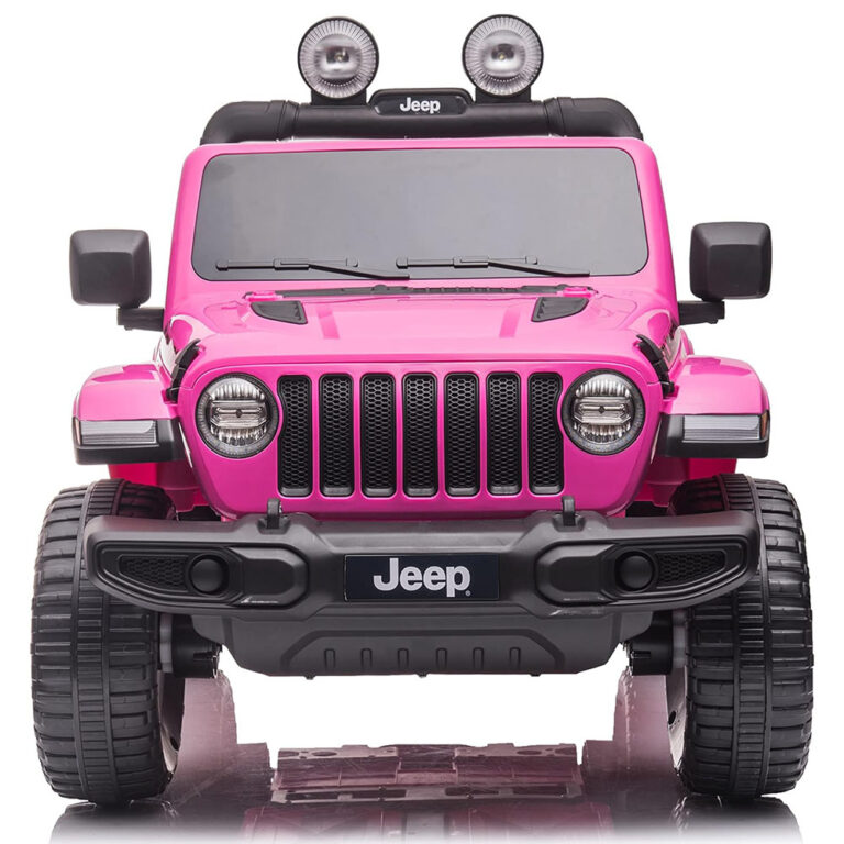 Jeep Rubicon 12V Licensed Electric Ride-On Car for Kids – Pink - Remote Control & LED Lights