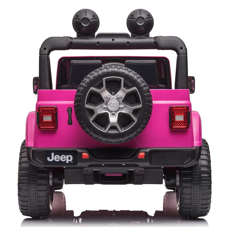 Jeep Rubicon 12V Licensed Electric Ride-On Car for Kids – Pink - Remote Control & LED Lights