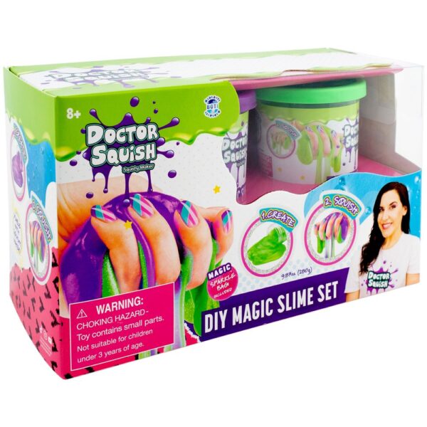 Doctor Squish – Diy Magic Slime Double Set – Green And Purple – 240 Grams