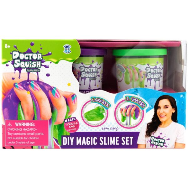 Doctor Squish – Diy Magic Slime Double Set – Green And Purple – 240 Grams
