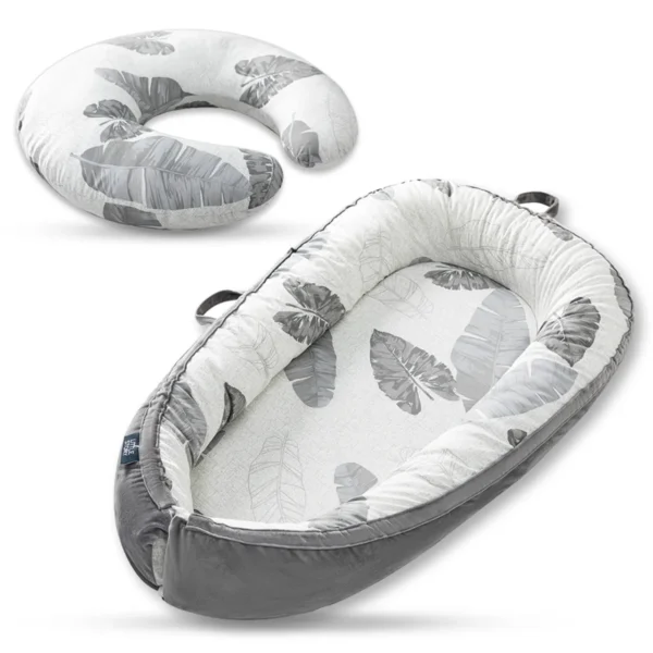 Little Story Fiberfill Lounger Bed w/ Feeding Pillow – Leaves