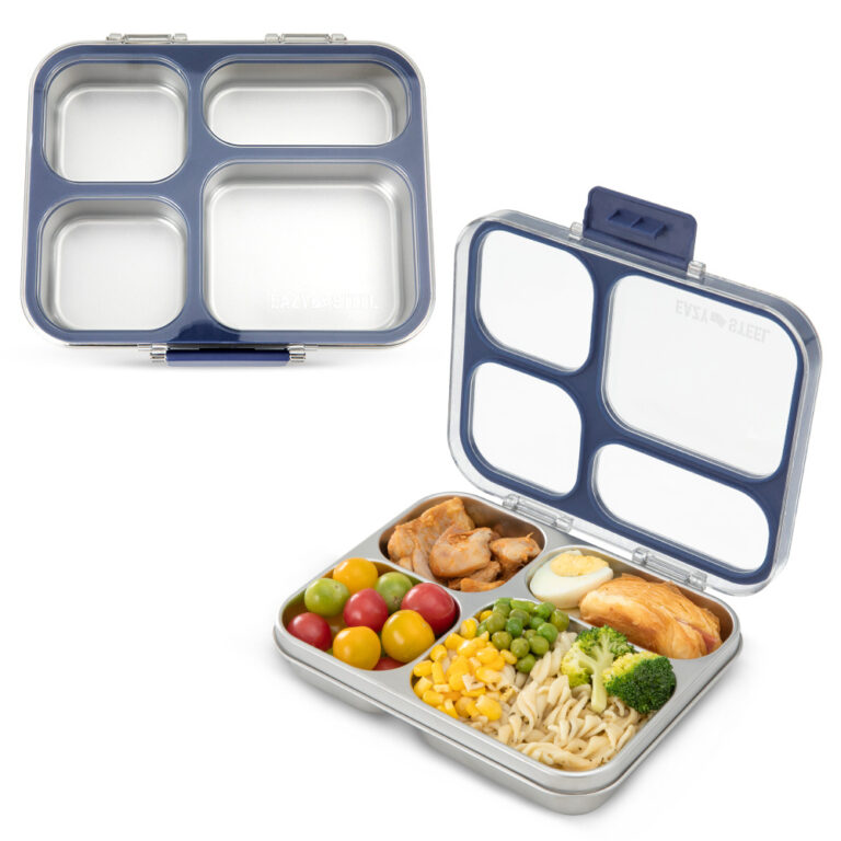 Eazy Kids - Premium Stainless Steel Bento Lunch Box w/ Silicon Lid, Pink