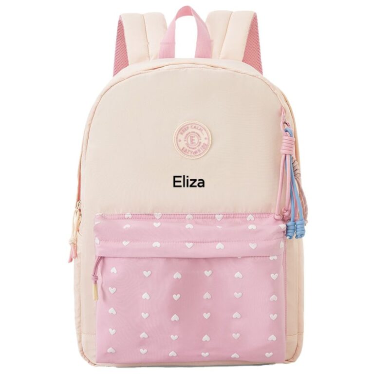 Eazy Kids - Personalized 16.5” School Backpack with Laptop Compartment – Lightweight Design, Blush Rush