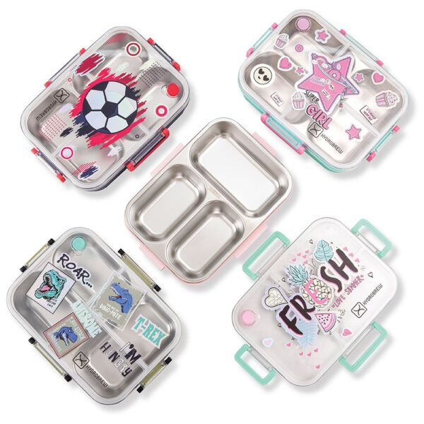 Hydrobrew – Steel Core Bento Lunch Box 3 Compartment 750ml – Fresh Pink