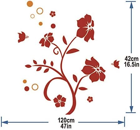 StickieArt Red Floral Wall Decal - Medium - 50 x 70 cm