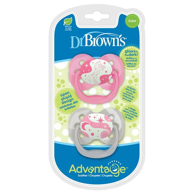 Dr. Browns - Advantage Pacifier Stage 1 Glow in the Dark - Pink (Pack of 2)