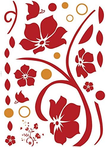 StickieArt Red Floral Wall Decal - Medium - 50 x 70 cm