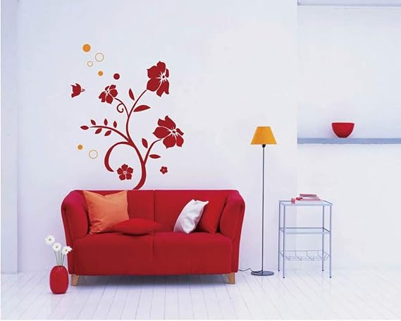 StickieArt Red Floral Wall Decal - Medium - 50 x 70 cm