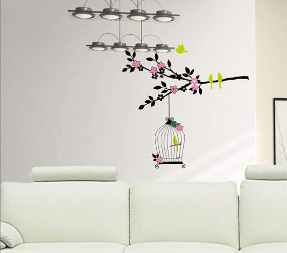 StickieArt Bird In The Cage Wall Decal - Medium - 50 x 70 cm