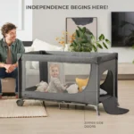 Kinderkraft – Joy 2 Travel Cot With Accessories – Dark Grey