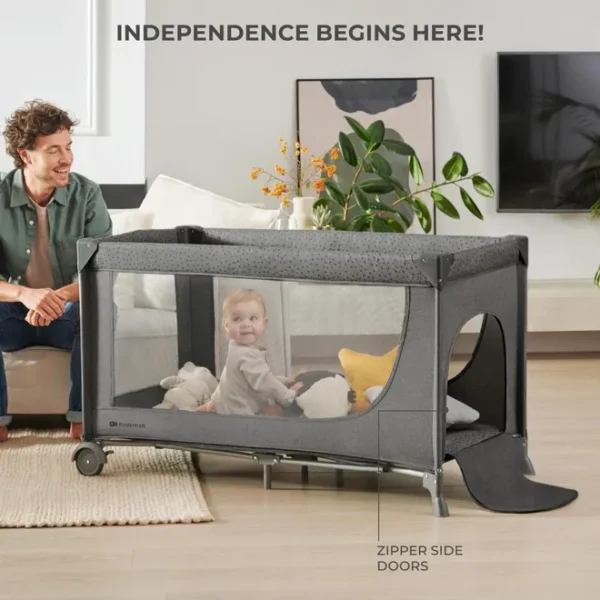 Kinderkraft – Joy 2 Travel Cot With Accessories – Dark Grey