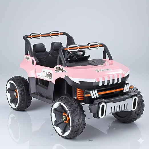 Ride-On Car 12V 2-Seater Electric Jeep for Kids – Pink - Battery Powered Vehicle with Remote Control, Music & LED Lights