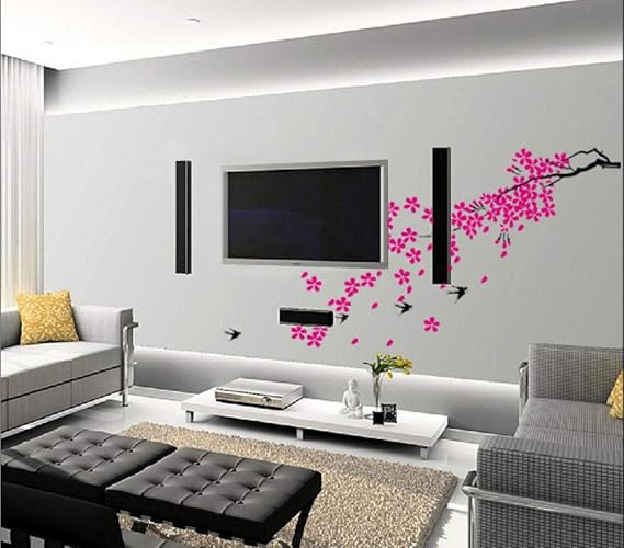 StickieArt Pink Flower Branch Wall Decal - Medium - 50 x 70 cm