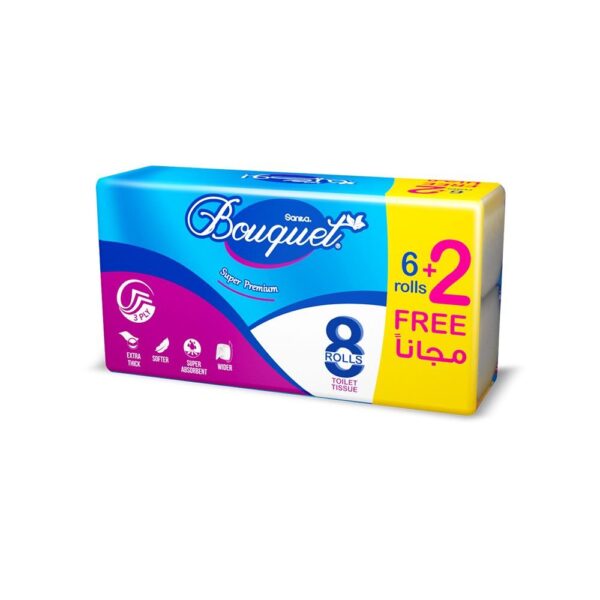 Sanita Bouquet Toilet Tissue Embossed-Pack Of 8 Rolls, 3 Ply