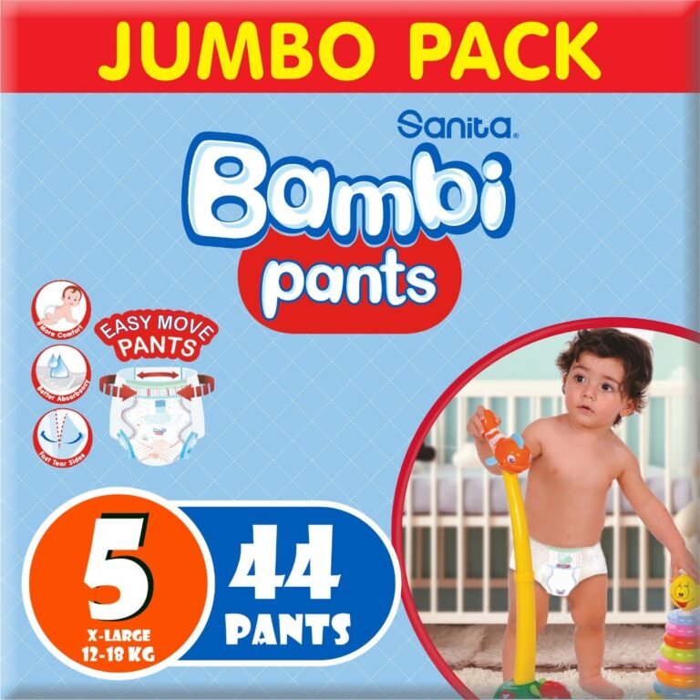 Sanita Bambi - Pants Jumbo Pack, Size 5, X Large 12-18 KG, 44 Count