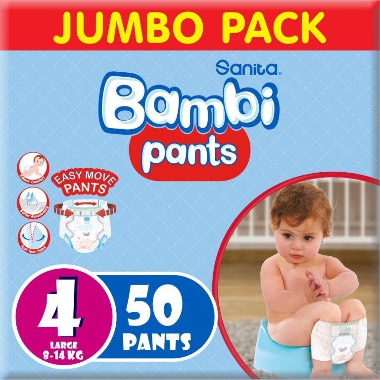 Sanita Bambi - Pants Jumbo Pack, Size 4, Large 8-14 KG, 50 Count