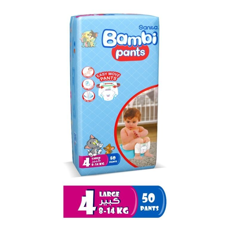 Sanita Bambi - Pants Jumbo Pack, Size 4, Large 8-14 KG, 50 Count