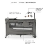 Kinderkraft – Joy 2 Travel Cot With Accessories – Dark Grey