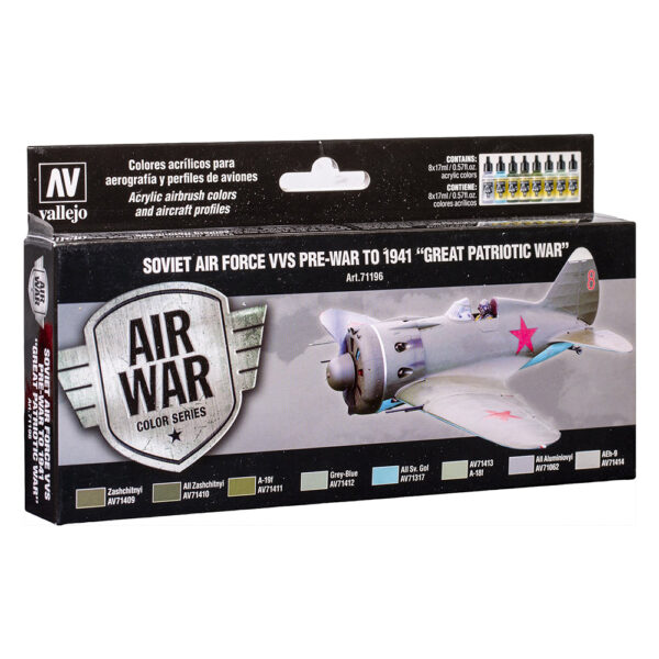 Vallejo – 71.196 Air War Color Series Soviet Air Force VvS Pre War To 1941 Great Patrioric War 8pc Set