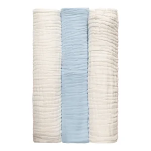 Anvi Baby – 100% Organic Cotton Muslin Bath Towel – Cloud & Sky – 3pcs