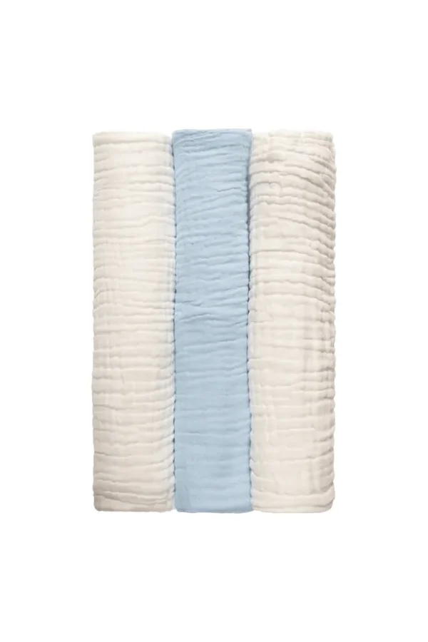 Anvi Baby – 100% Organic Cotton Muslin Bath Towel – Cloud & Sky – 3pcs