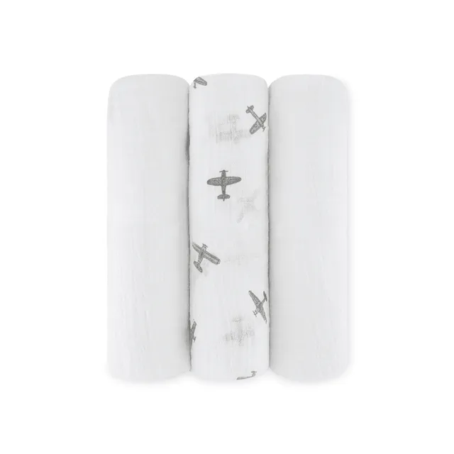 Anvi Baby - Cotton Swaddle - Airplane Design - Pack Of 3